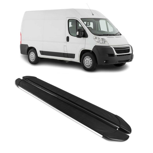 Trittbretter Seitenschweller für Peugeot Boxer 2006-2025 L2 Alu Schwarz Grau