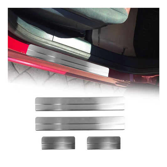 Ornamente prag uși pentru Ford Fiesta 2001-2008, oțel inoxidabil, argintiu, 4 bucăți