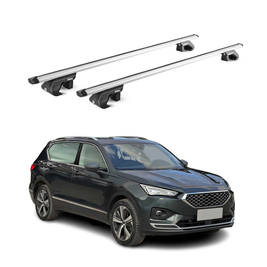 Portbagaj de plafon pentru Seat Tarraco 2018-2025 5 uși 90 kg aluminiu argintiu 2 piese ABE