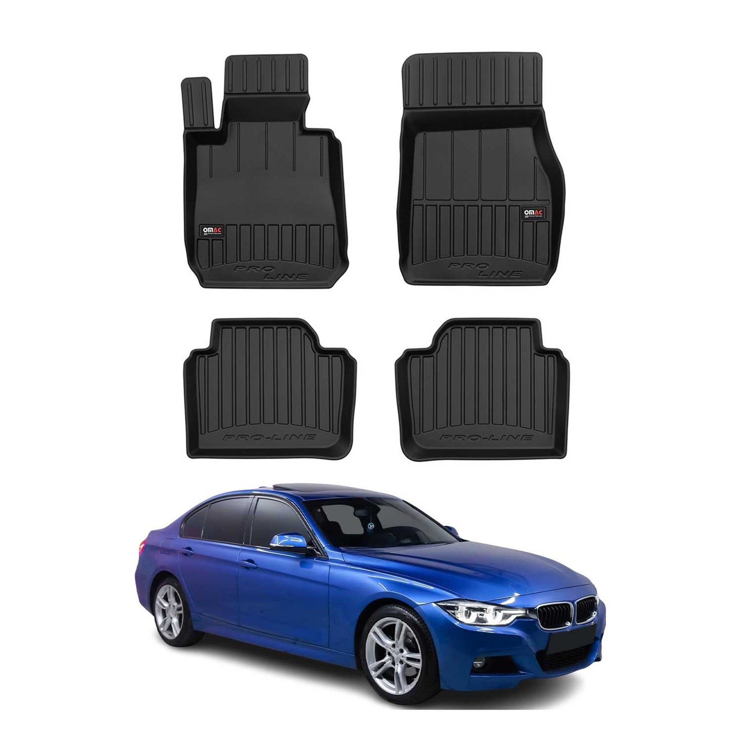 Covorașe auto TPE negre pentru BMW Seria 3 Sedan Wagon F30 F31 M3 F80 2012-2019, 4 buc.