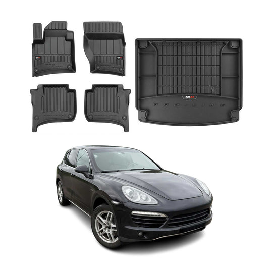 OMAC Fußmatten & Kofferraumwanne Set für Porsche Cayenne 2010-2017 Gummi TPE 5x