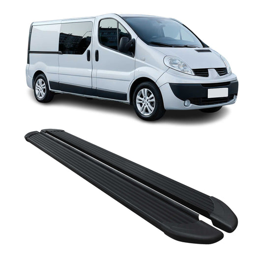 Seitenschweller Trittbretter Schweller für Opel Vivaro 2001-2014 L2 Alu Schwarz