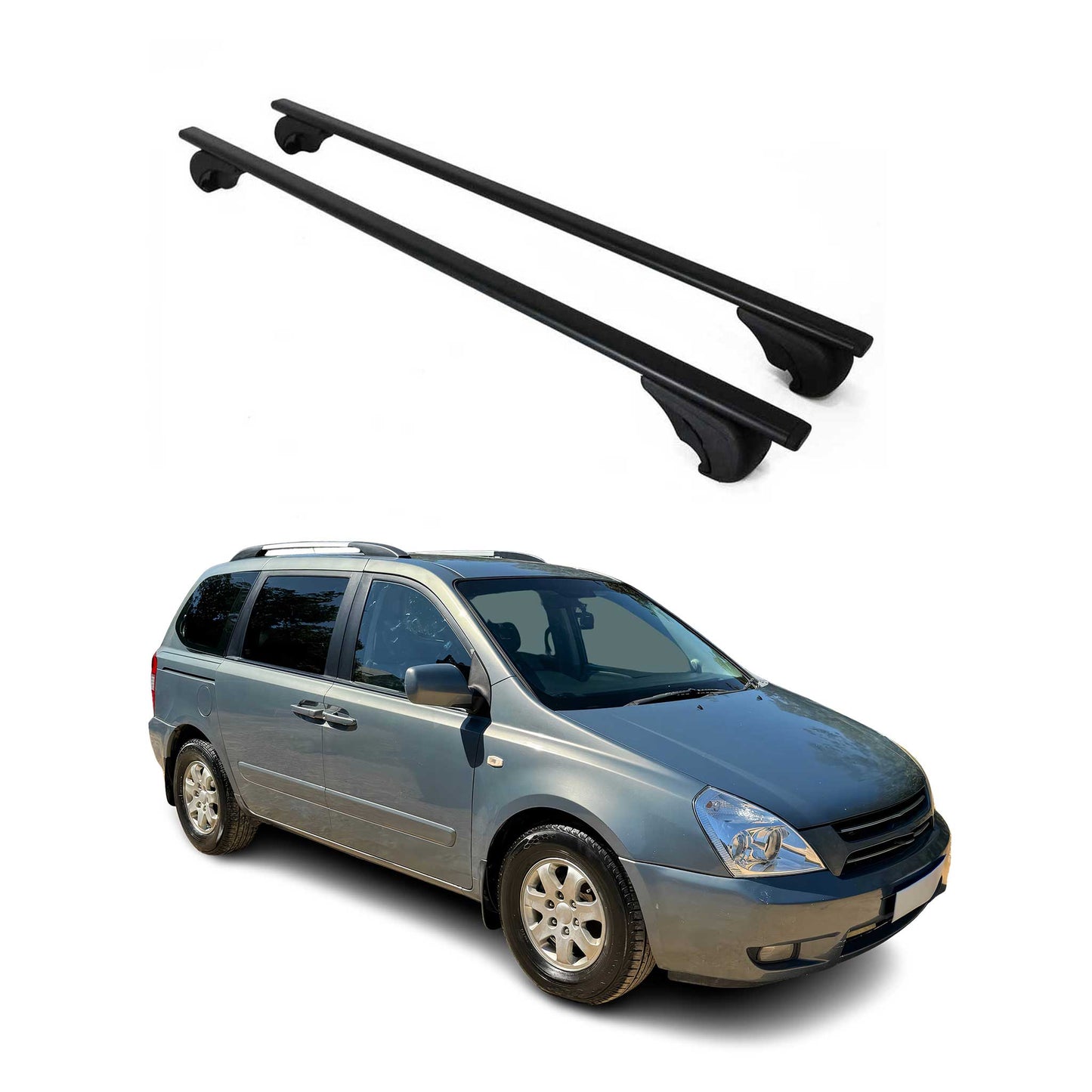 Dachträger Grundtäger für Kia Carnival 2005-2014 75kg Metall Schwarz 2 tlg