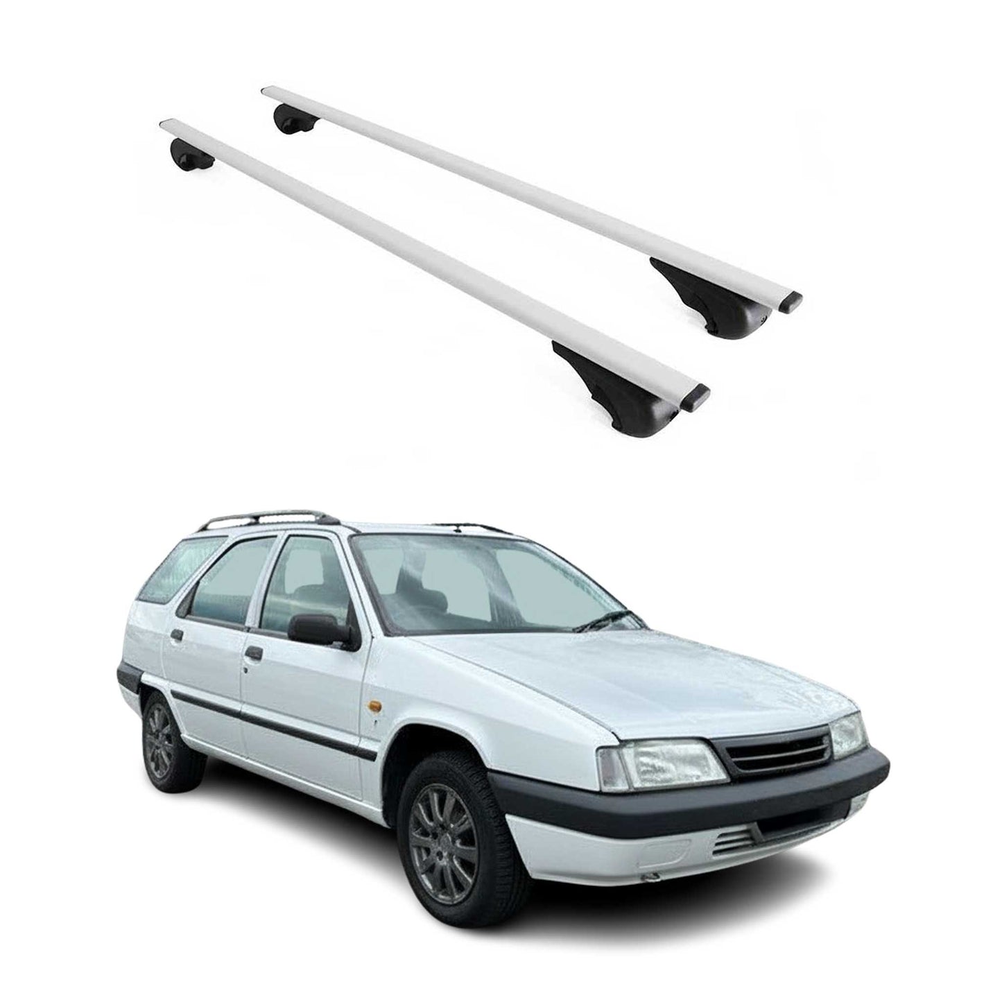 Dachträger Grundtäger für Citroen ZX Kombi 1994-1998 75kg Metall Silber 2 tlg