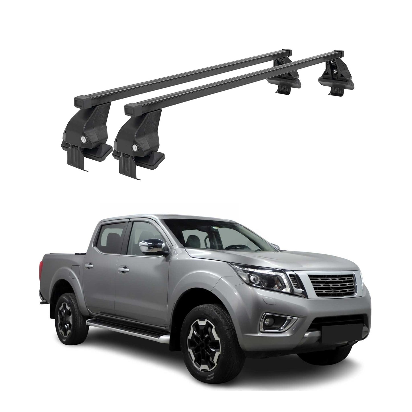 Menabo Dachträger Grundtäger für Nissan Navara 2014-2020 4 tür 50kg Schwarz 2x