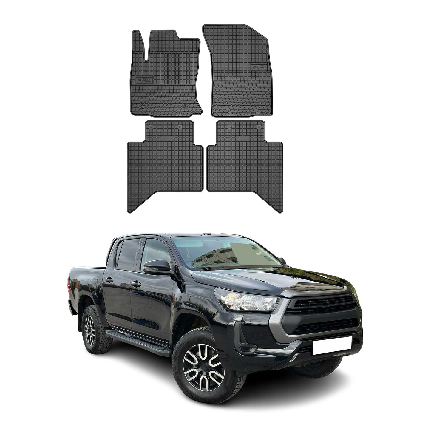 2015-2025 Toyota Hilux VIII Fußmatten Gummi Schwarz 4 tlg