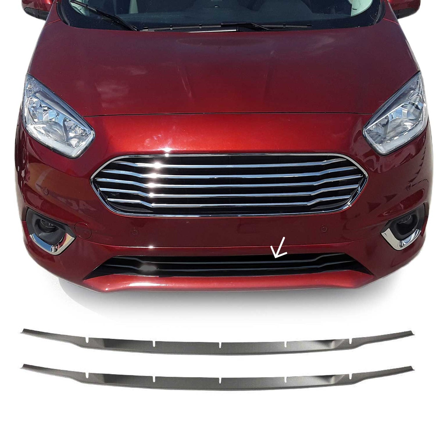 Kühlergrill Grillleisten für Ford Tourneo Courier 2017-2024 Chrom Dunkel 2x