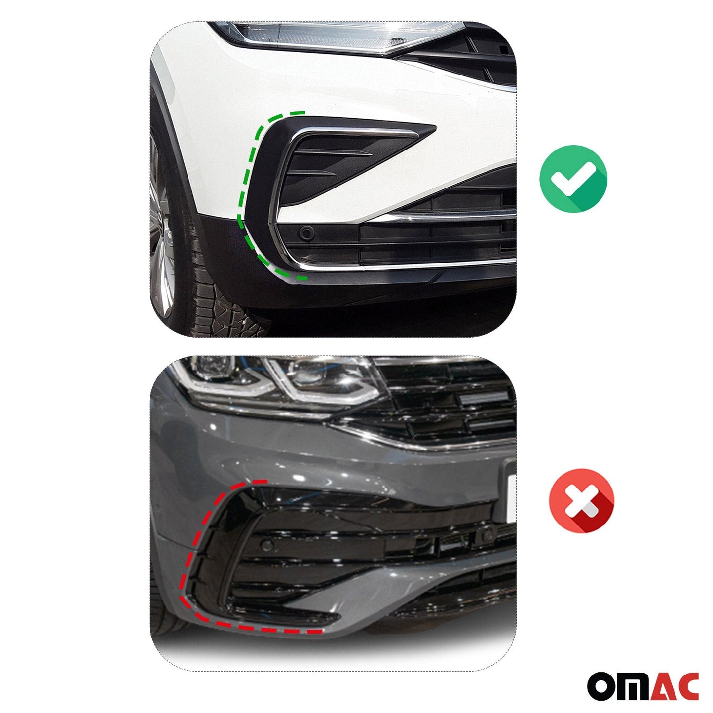 Nebelscheinwerfer Rahmen Umrandung für VW Tiguan 2020-2024 Edelstahl Silber 4tlg