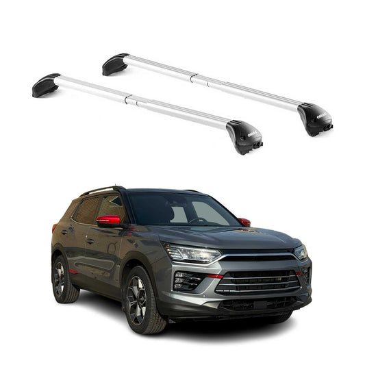 Portbagaj de plafon pentru Ssangyong Korando 2019-2025 5 uși 100 kg aluminiu argintiu ABE