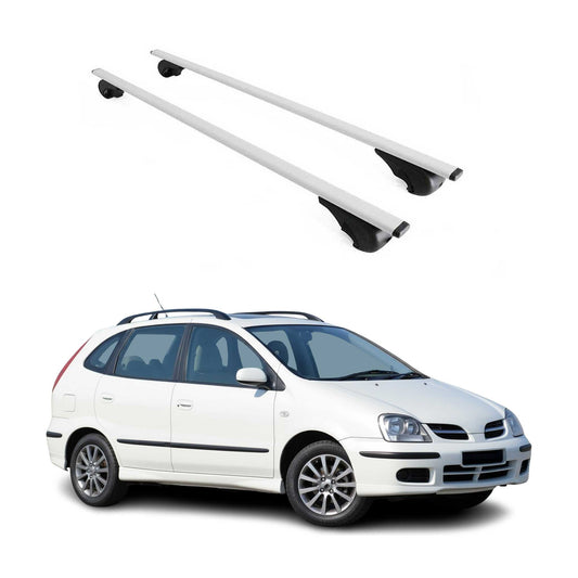 Portbagaj de plafon pentru Nissan Almera 2000-2006 75kg metal argintiu 2 buc