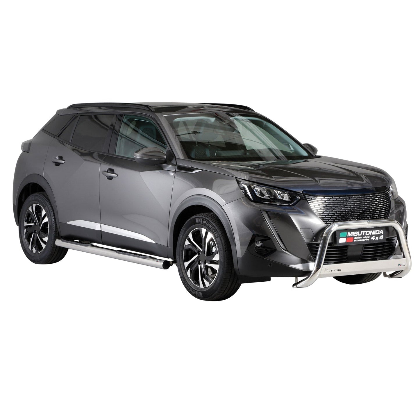 Bară de protecție/buton față pentru Peugeot 2008 2020-2025 ø63mm oțel argintiu protecție