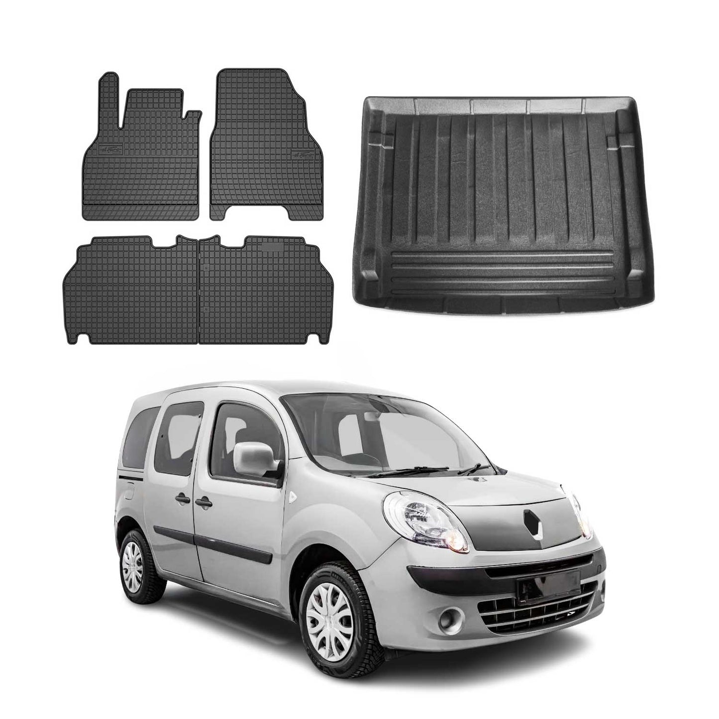 Set covorașe și portbagaj pentru Renault Kangoo 2008-2010, cauciuc TPE