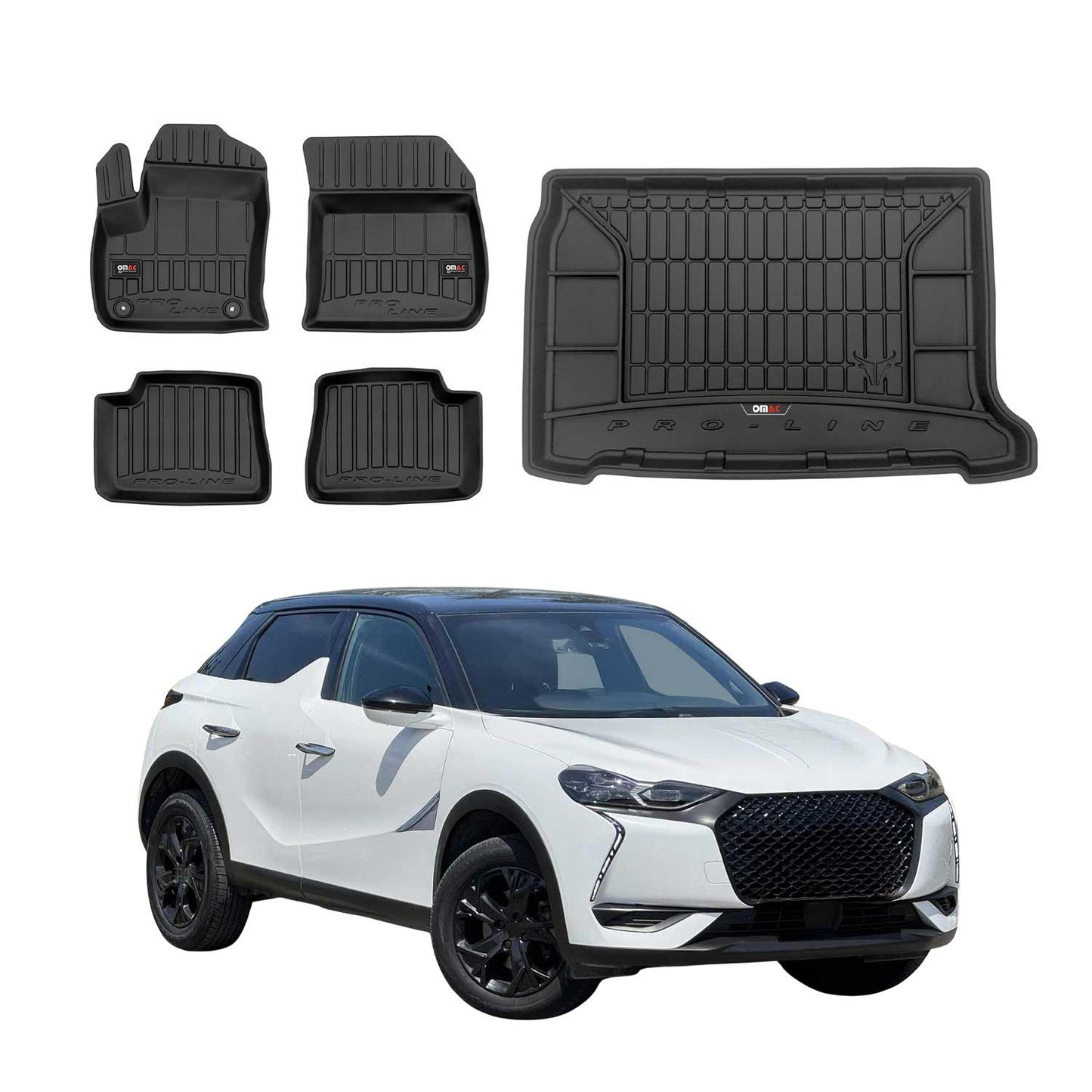OMAC Fußmatten & Kofferraumwanne Set für DS DS3 E-Tense 2018-2025 Gummi 5x