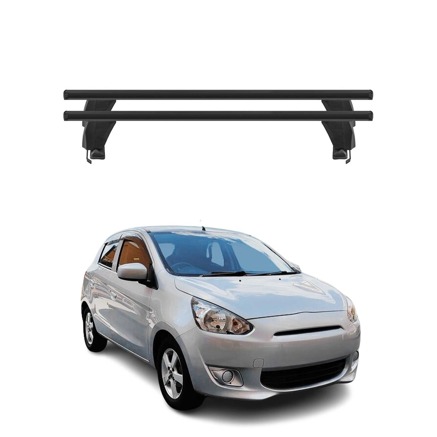 Menabo Dachträger für Mitsubishi Mirage Schrägheck 2012-2016 50kg Alu Schwarz 2x