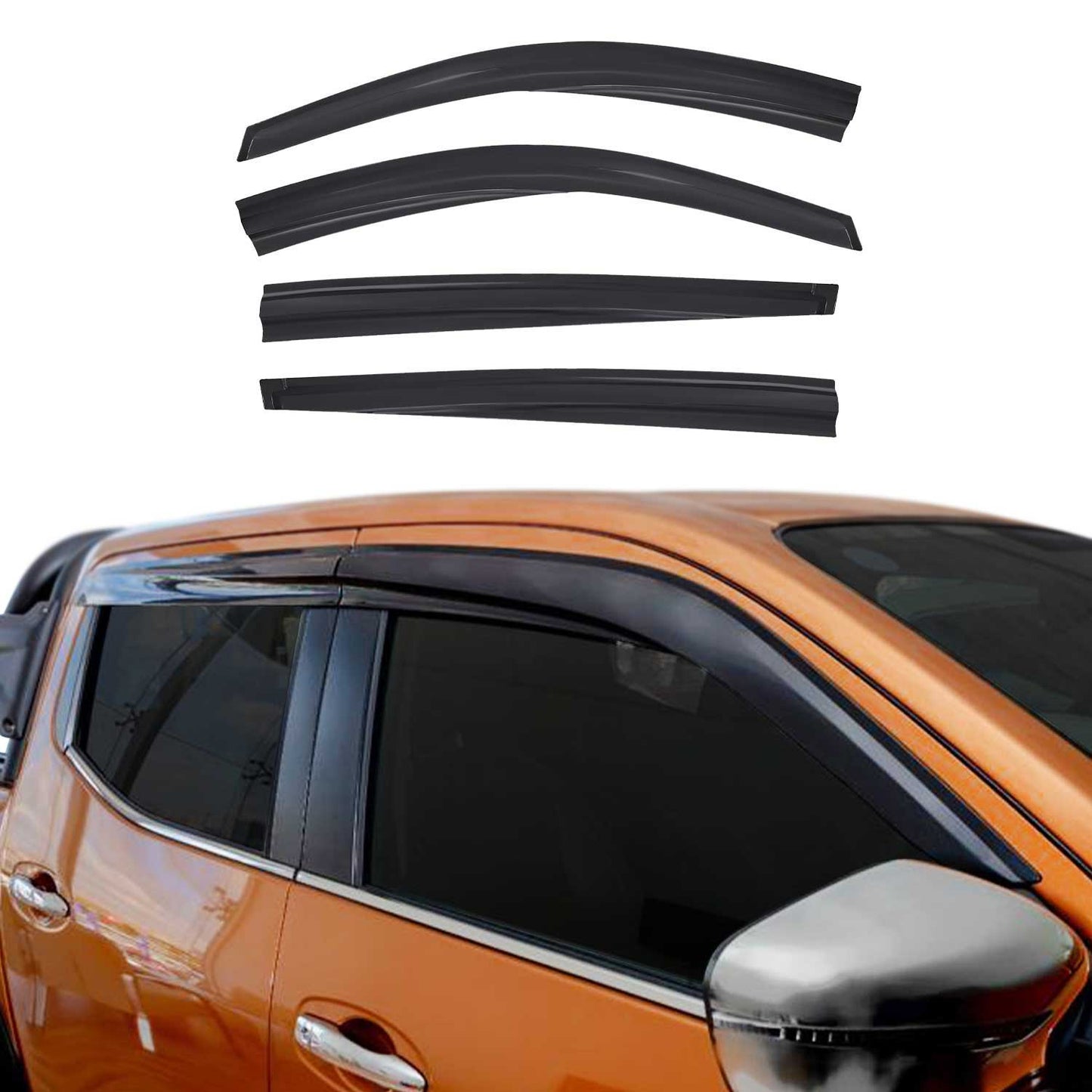 4x Deflectoare de vânt, deflectoare de ploaie pentru Mitsubishi L200 2007-2014, acrilice, închise la culoare