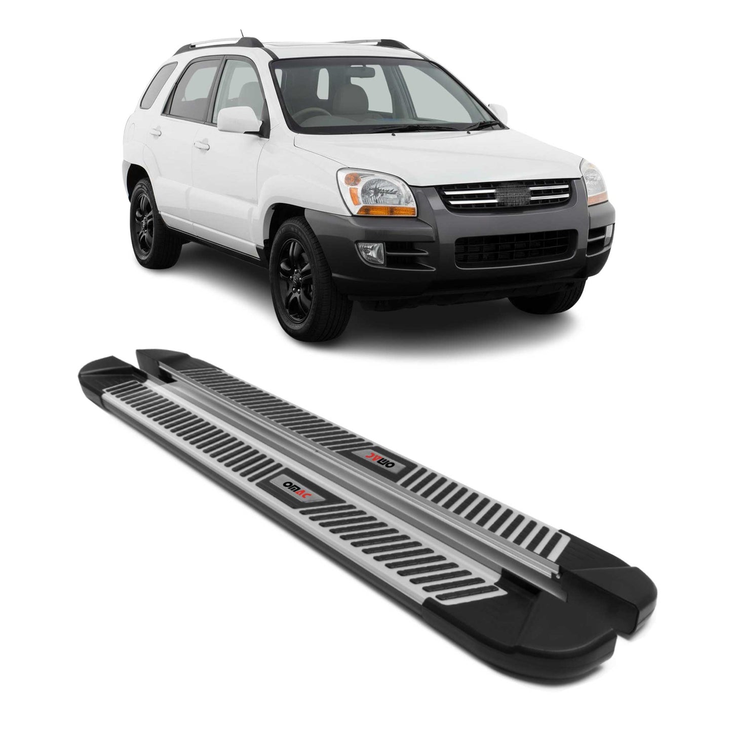 Trittbretter Seitenbretter Seitenschweller für Kia Sportage 2004-10 Alu Schwarz