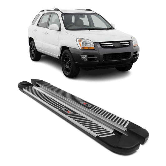 Trittbretter Seitenbretter Seitenschweller für Kia Sportage 2004-10 Alu Schwarz
