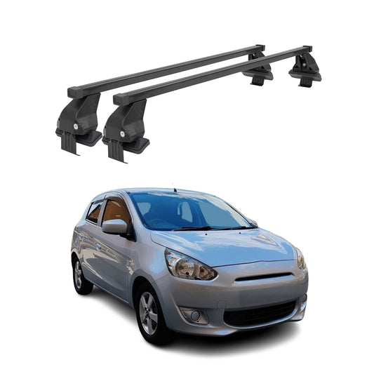 Menabo Dachträger für Mitsubishi Mirage Schrägheck 2012-2016 50kg Stahl Schwarz
