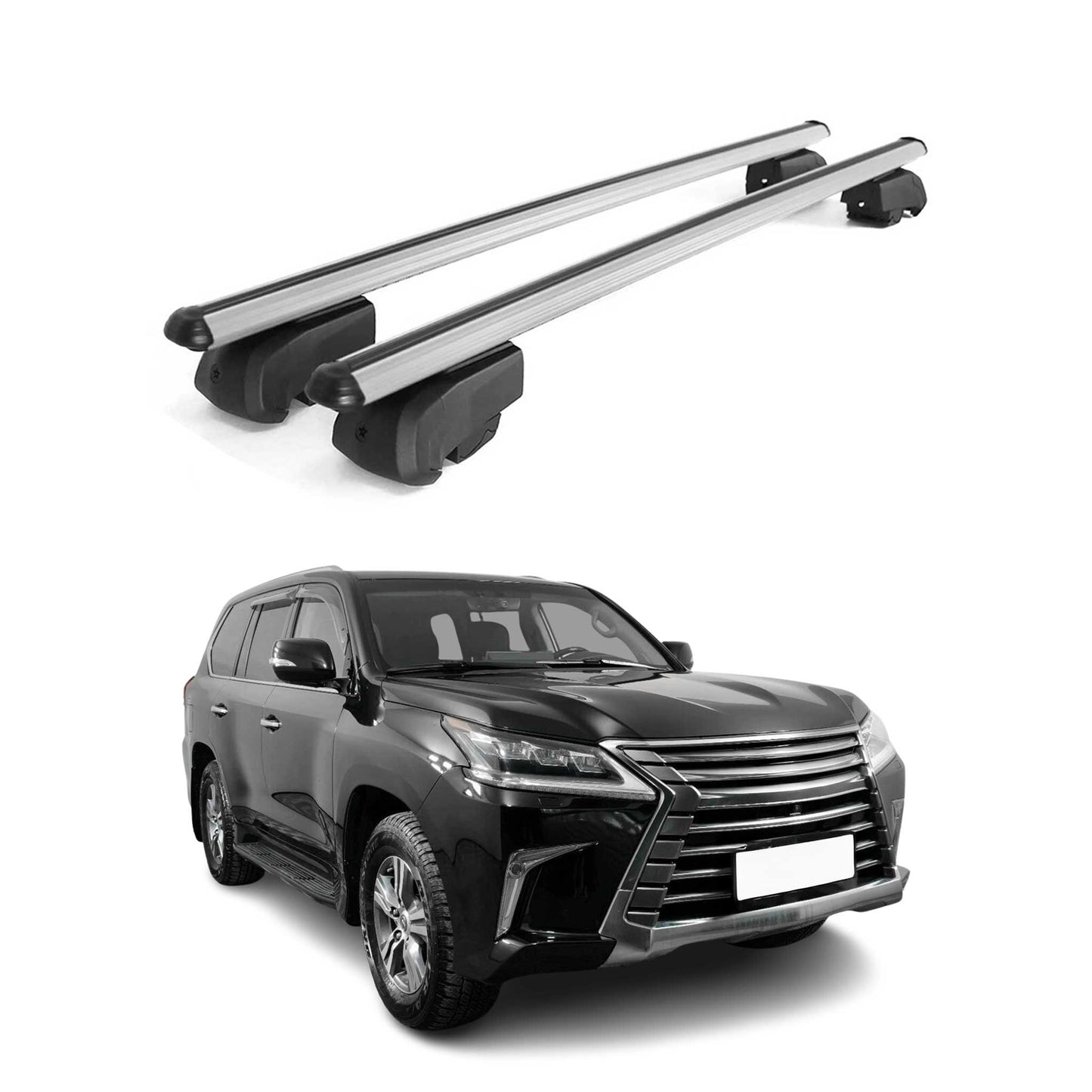 Dachträger Grundtäger für Lexus LX 570 SUV J200 2015-2021 75kg Alu Silber 2 tlg