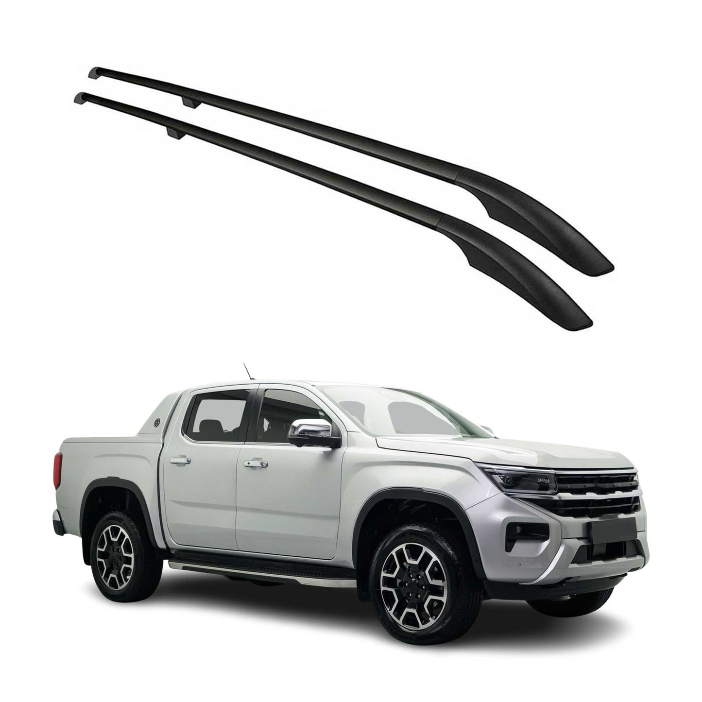 Bare de plafon/portbagaj plafon pentru VW Amarok 2022-2024 Double Cab, aluminiu, negru, 2 bucăți