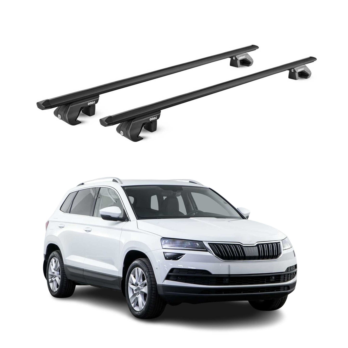 Portbagaj de plafon pentru Skoda Karoq 2017-2025 90kg aluminiu negru 2 buc ABE