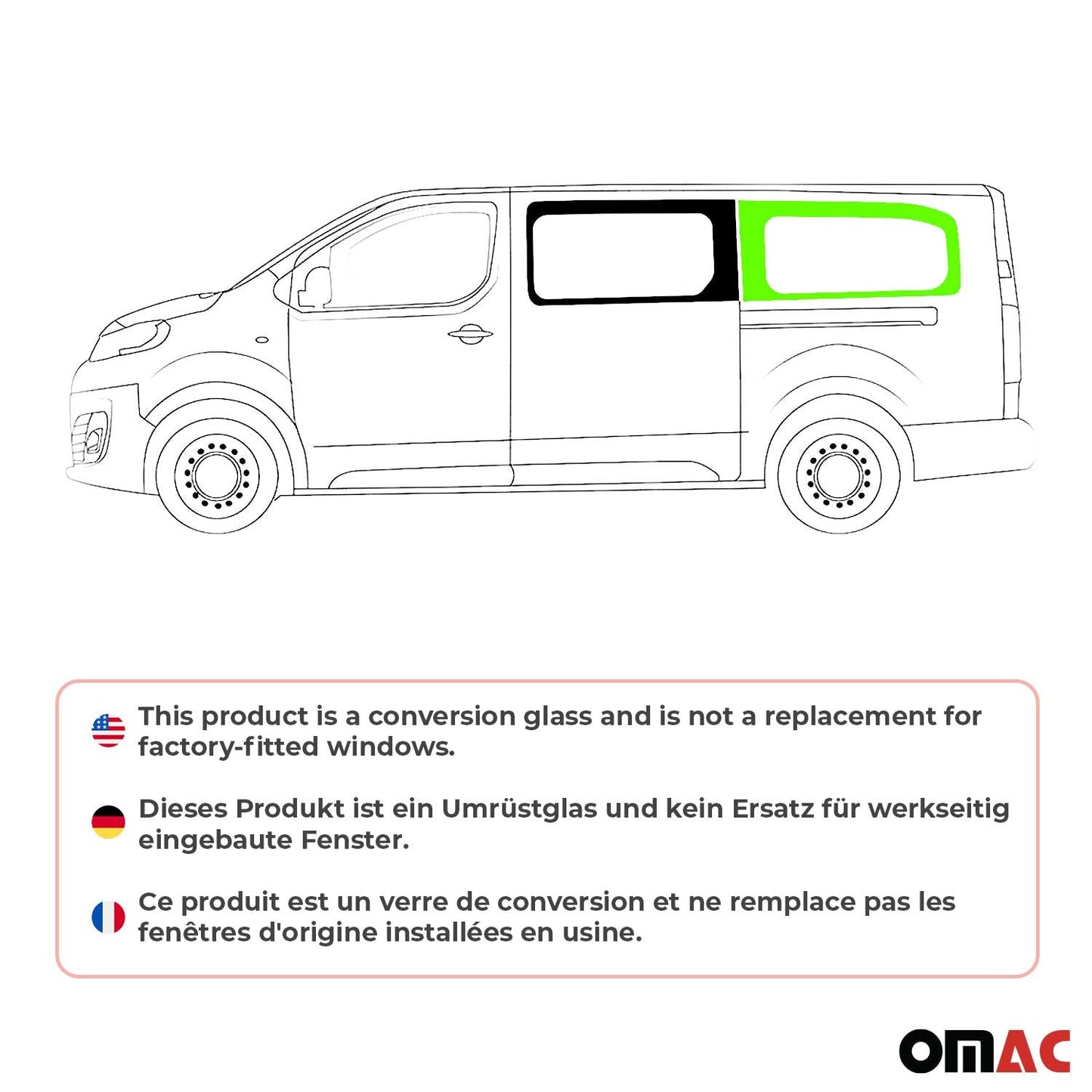 Seitenfenster Seitenscheibe für Fiat Scudo 2022-2025 Sicherheitsglas Links L3