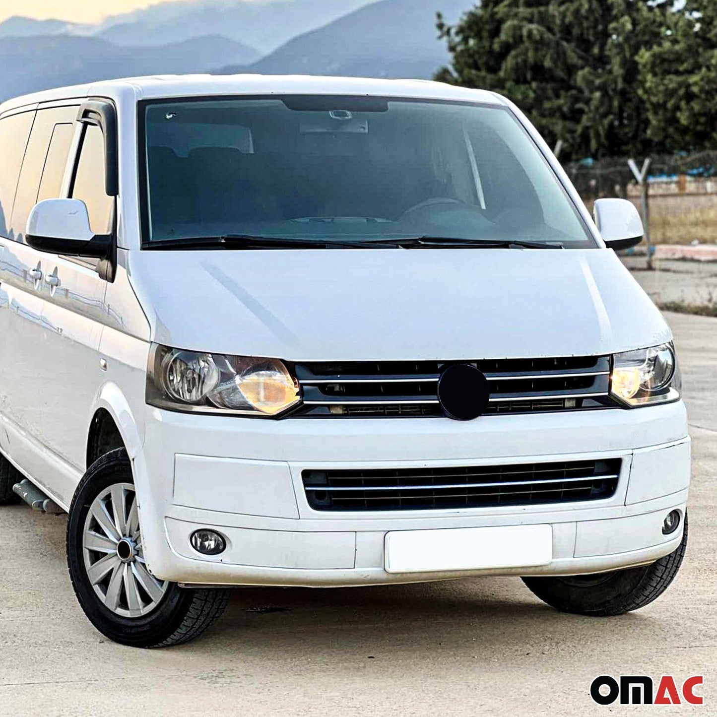 Benzi grilă radiator pentru VW Transporter T5 2009-2015, crom-argintiu, 5x