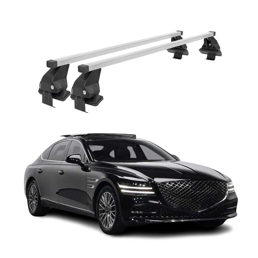 Menabo Dachträger Grundtäger für Genesis G80 2016-2025 50kg Stahl Silber 2 tlg