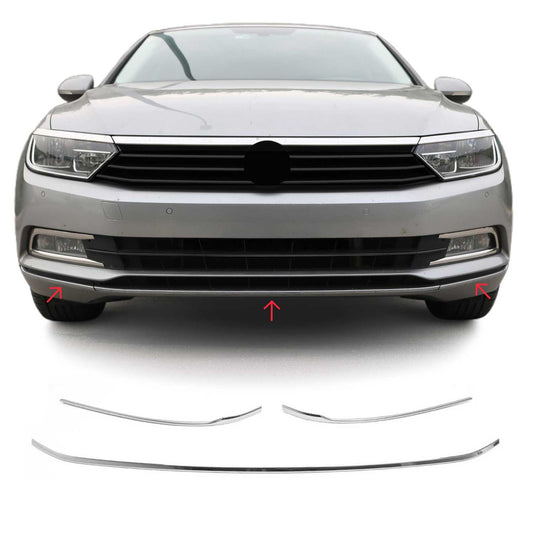 Benzi decorative grilă radiator pentru VW Passat 3G B8 Variant 2014-2019, cromate, 3x