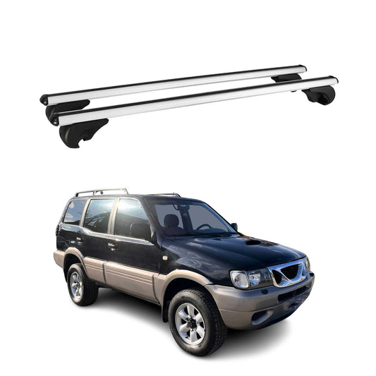 Portbagaj de plafon pentru Nissan Terrano R20 1993-2006 75kg aluminiu argintiu 2 piese