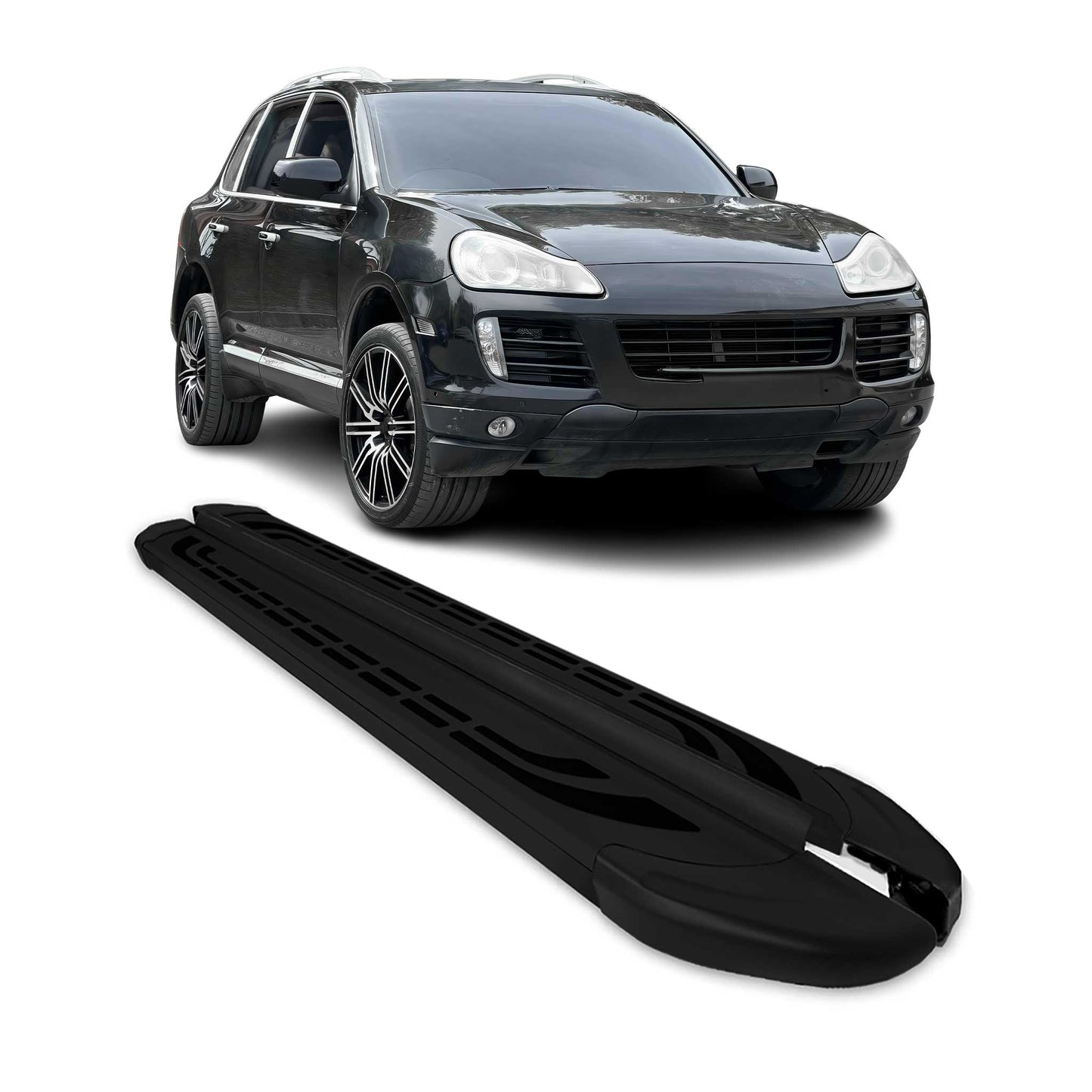 Trittbretter Schweller Seitenbretter für Porsche Cayenne 2003-2010 Alu Schwarz