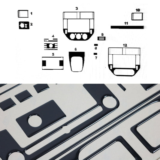 Ornamente interioare cockpit pentru Ford C-Max 2003-2010, aspect negru piano, 11 bucăți