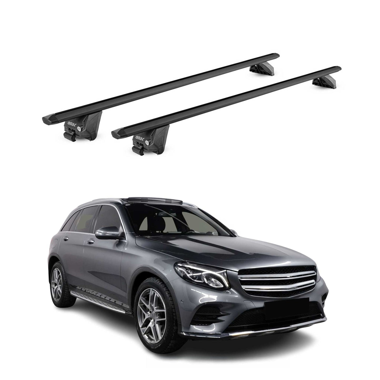 Dachträger Grundtäger für Mercedes GLC X253 2015-2022 100kg Alu Schwarz 2x ABE