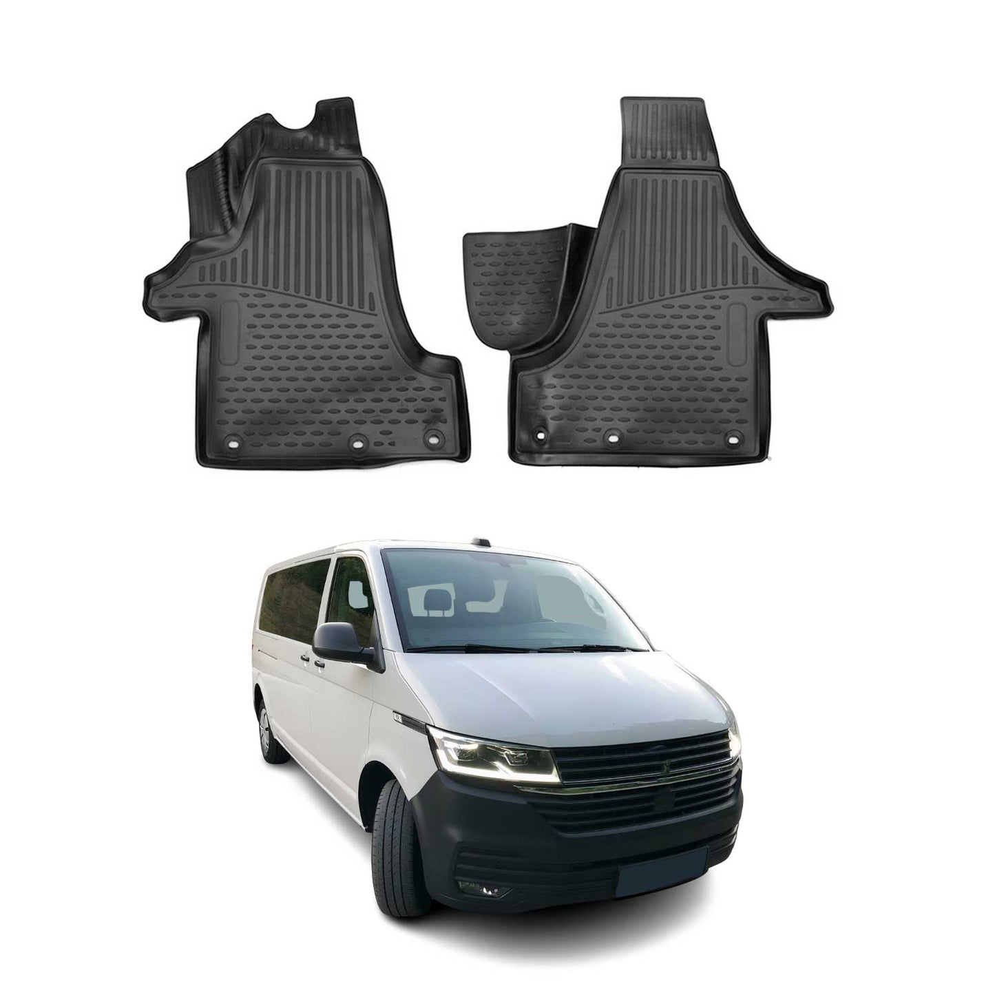 2015-2024 VW T6 T6 .1 Transporter Fußmatten Gummi Schwarz 2 tlg