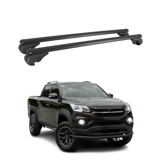 Portbagaj plafon pentru Ssangyong Grand Musso 2018-2025, portbagaj, aluminiu, negru, 2x