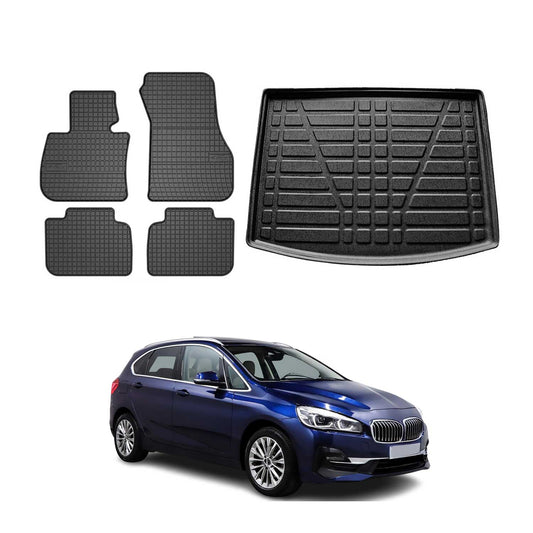 Fußmatten & Kofferraumwanne Set für BMW 2er Active Tourer F45 2014-2024 Gummi 5x