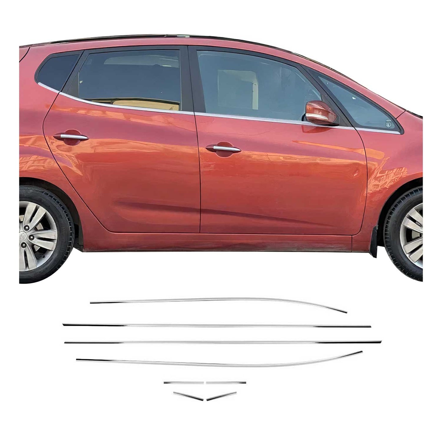 Benzi decorative pentru geamuri pentru Hyundai ix20 2010-2021, oțel inoxidabil cromat, 8 bucăți
