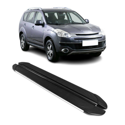 Trittbretter Seitenschweller für Citroën C-Crosser 2007-13 Alu Schwarz Silber 2x