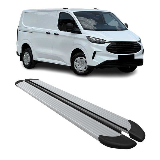 Praguri/scări laterale pentru Ford Transit Custom 2023-2025 L1, aluminiu, argintiu, 2x