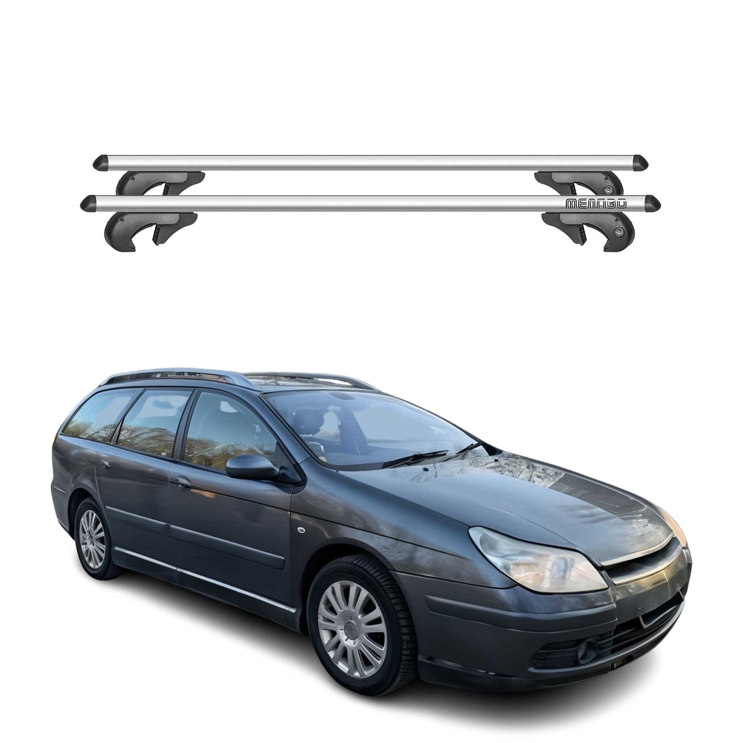 Menabo Dachträger Grundtäger für Citroen C5 Mk1 Tourer 2000-2007 90kg Alu Silber