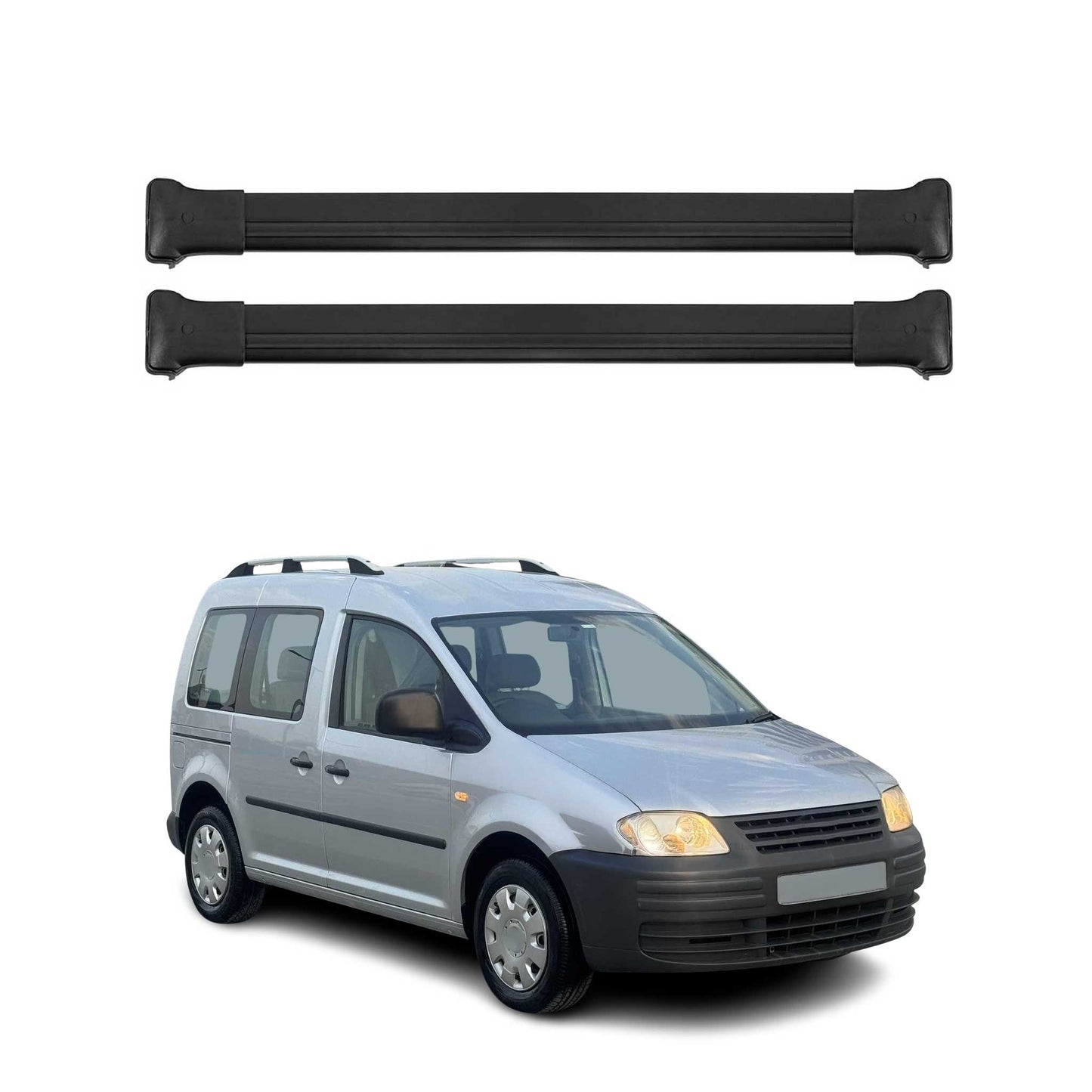Dachträger Grundtäger für VW Caddy 2004-2020 75kg Aluminium Schwarz 3 tlg