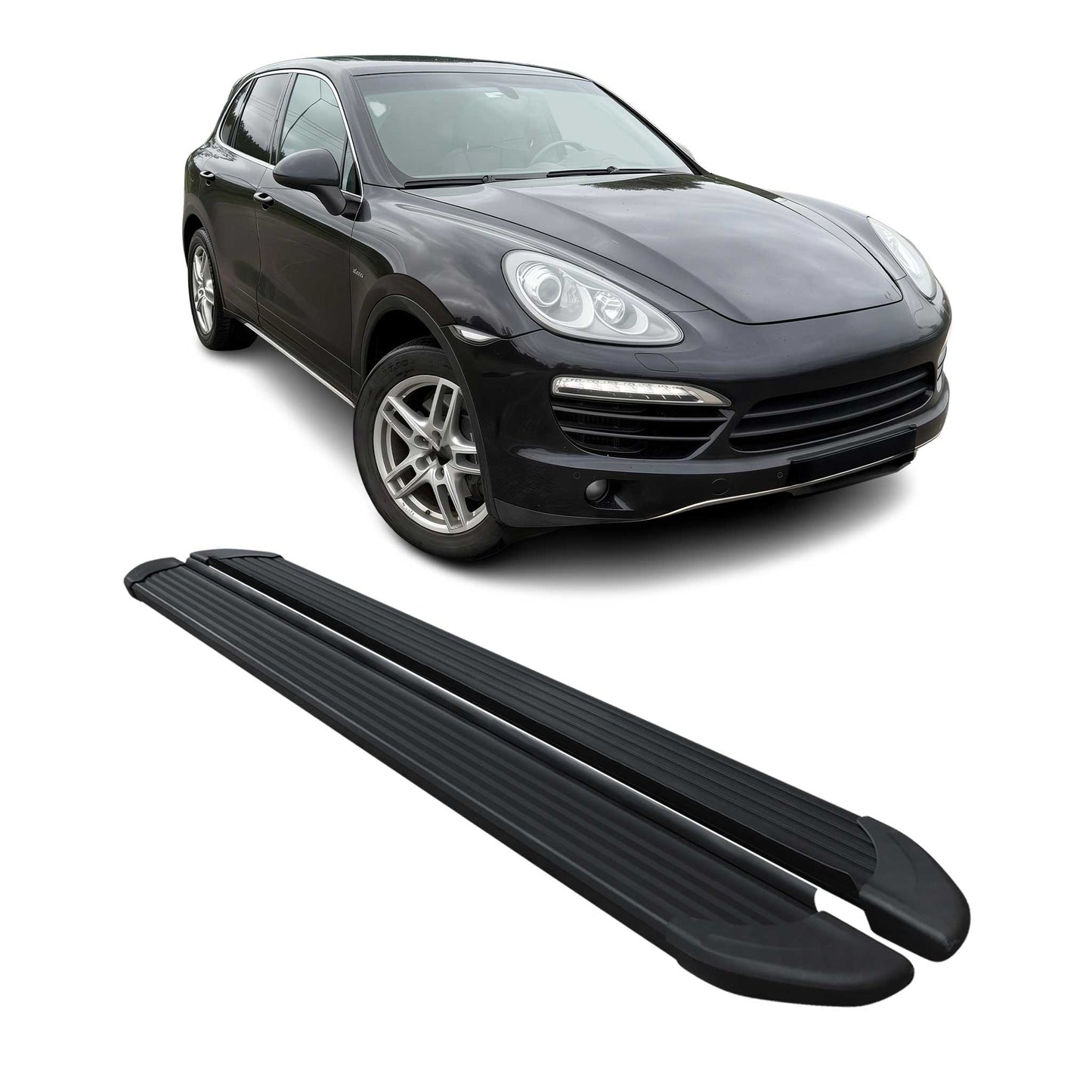 Seitenschweller Trittbretter Schweller für Porsche Cayenne 2010-2017 Alu Schwarz