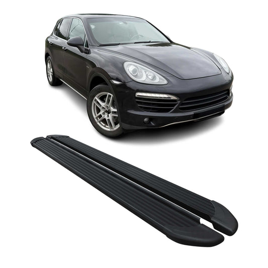 Seitenschweller Trittbretter Schweller für Porsche Cayenne 2010-2017 Alu Schwarz