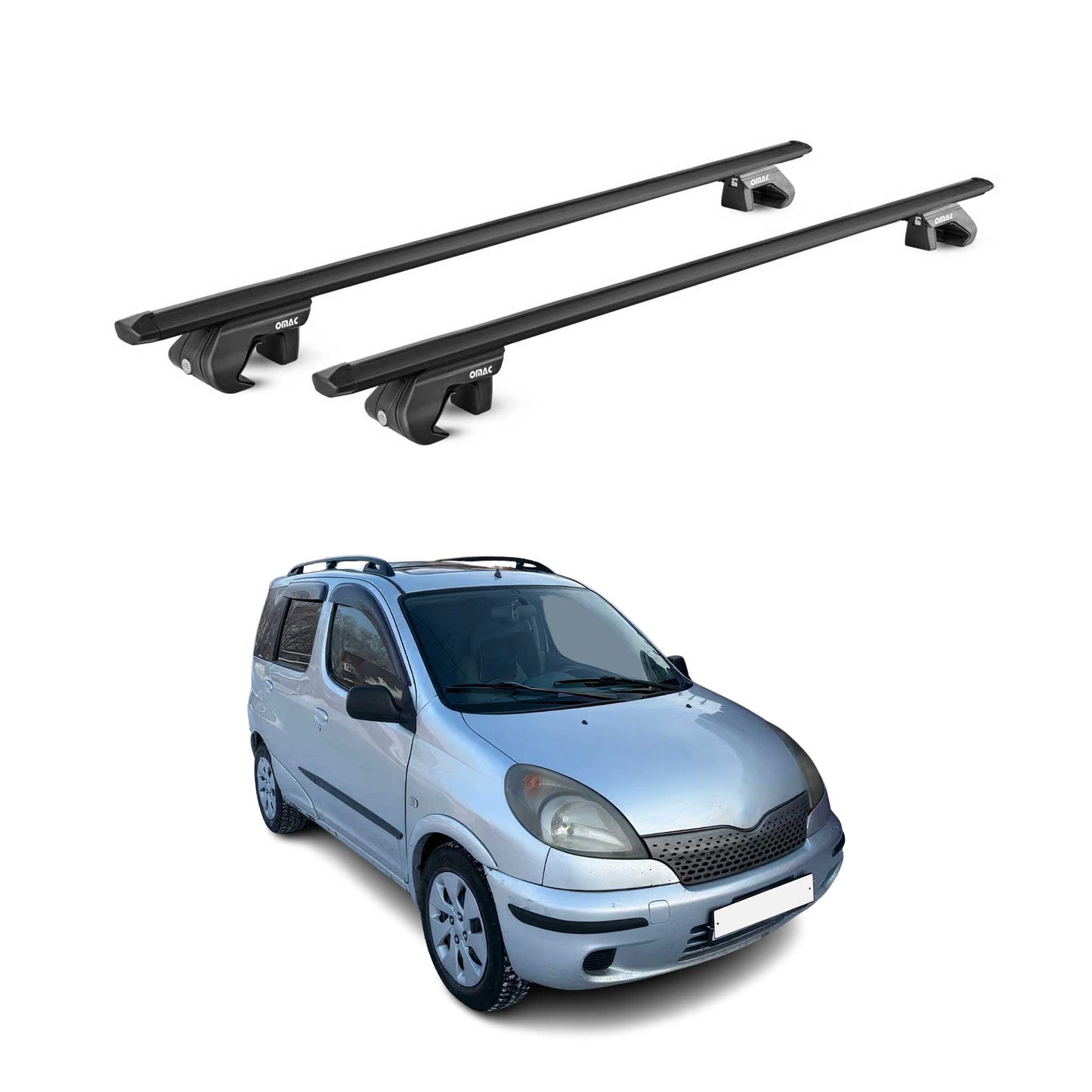 Dachträger Grundtäger für Toyota Yaris Verso 1999-2005 90kg Alu Schwarz 2x ABE