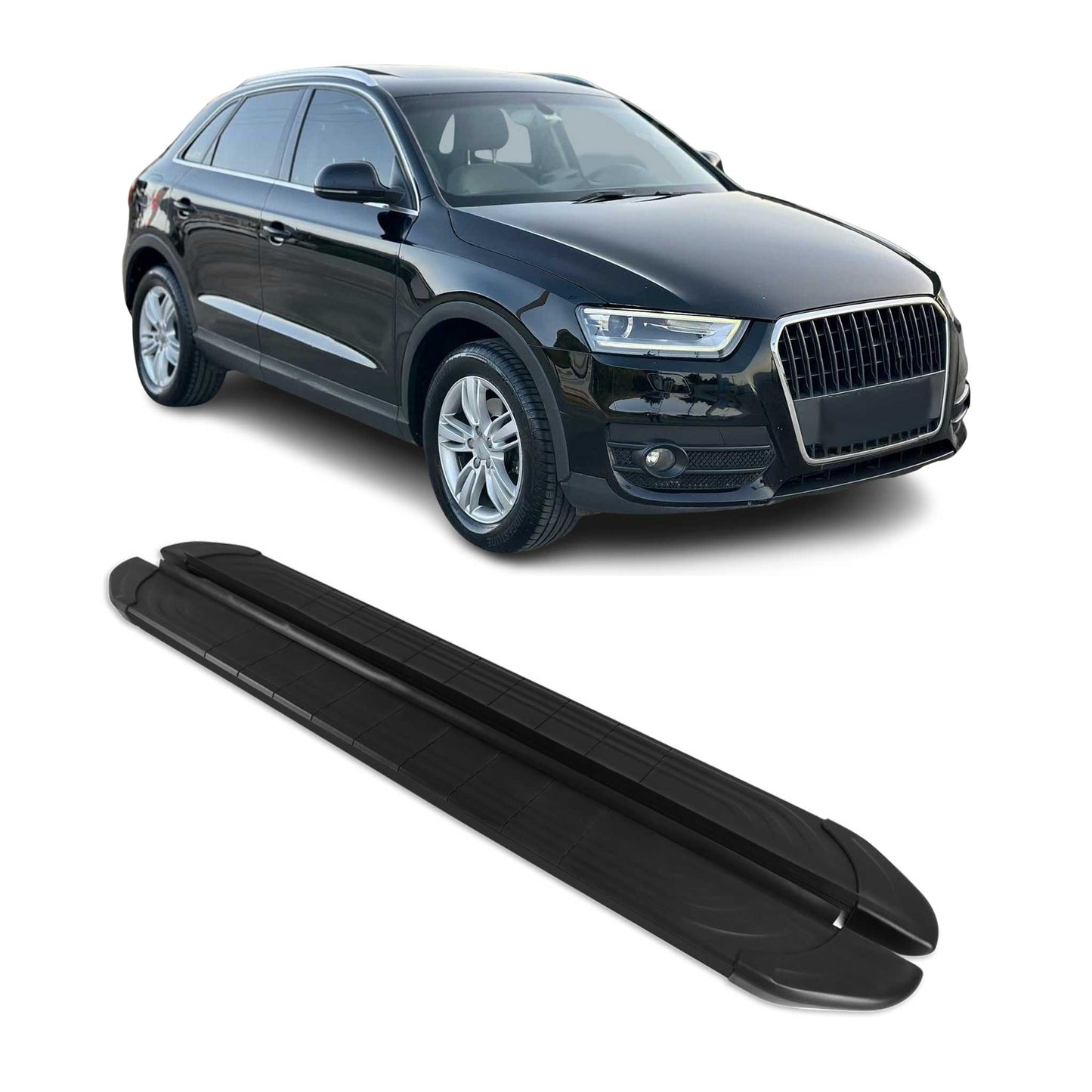 Trittbretter Seitenschweller für Audi Q3 8U 2011-2018 Aluminium Schwarz 2tlg