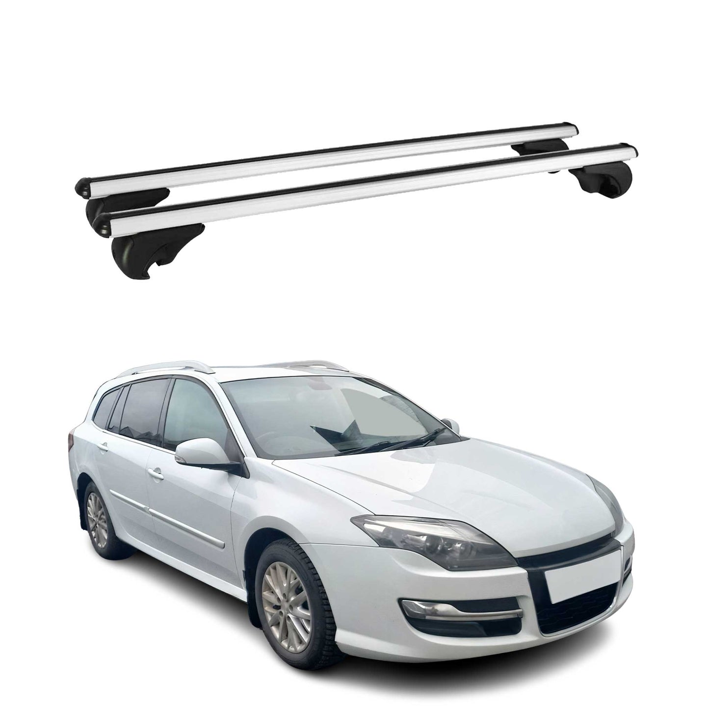 Portbagaj de plafon pentru Renault Laguna Grandtour 2007-2015 75kg aluminiu argintiu 2x