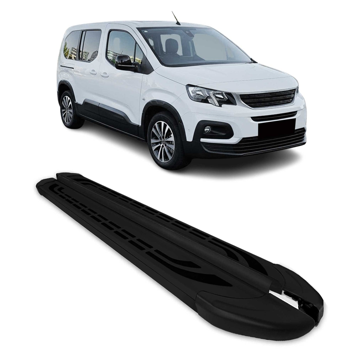 Trittbretter Seitenschweller für Peugeot Rifter 2019-2025 Kombi L2 Schwarz 2 tlg