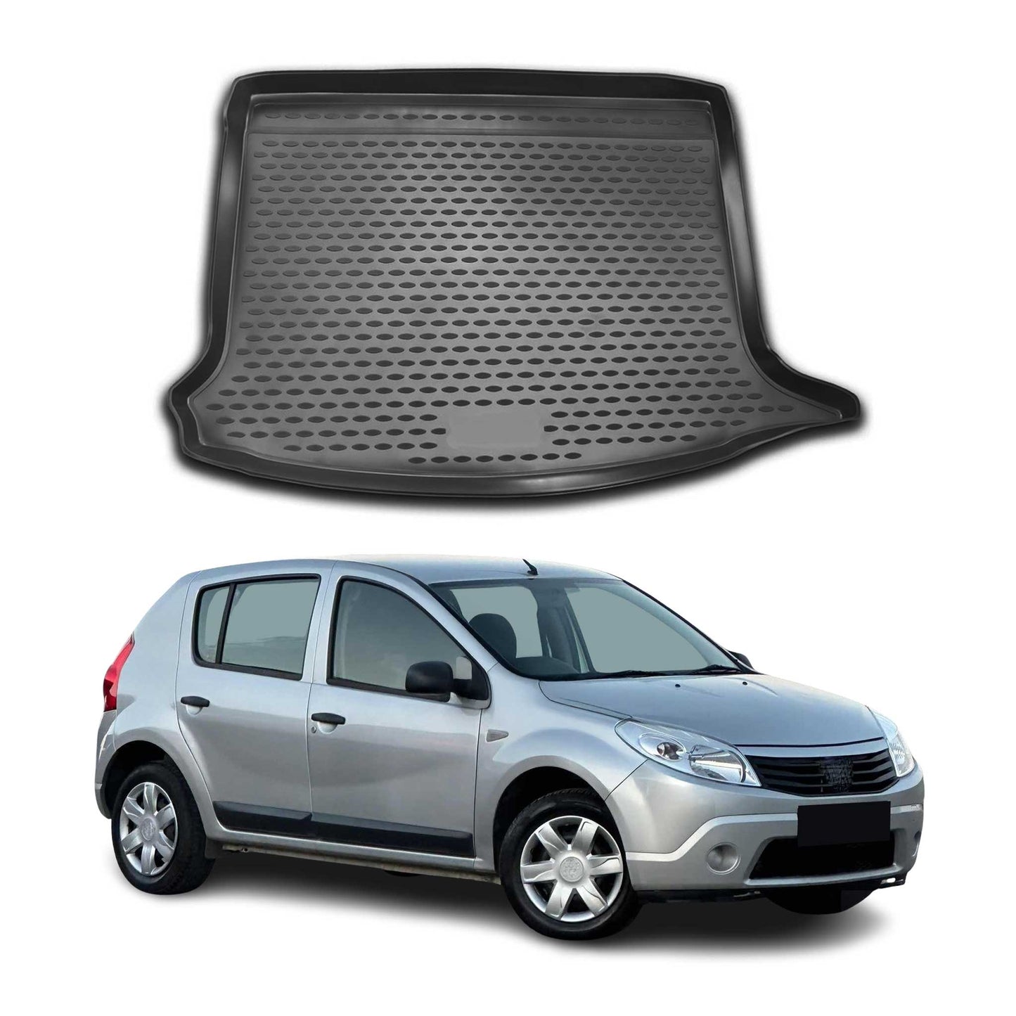 Covoraș portbagaj/tapițerie portbagaj pentru Dacia Sandero 2008-2012, cauciuc TPE, negru