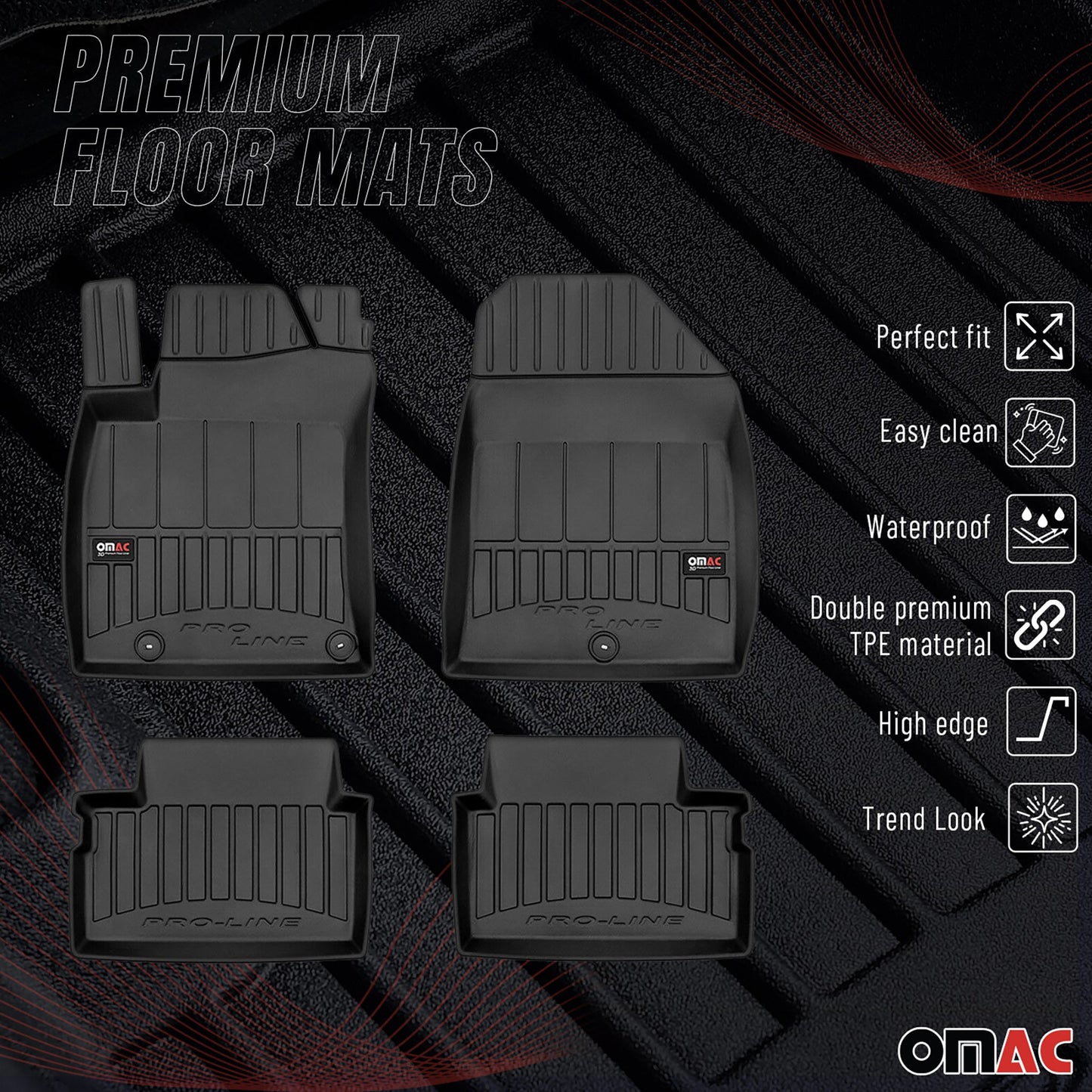 2017-2020 Hyundai i30 Fußmatten TPE Schwarz 4 tlg