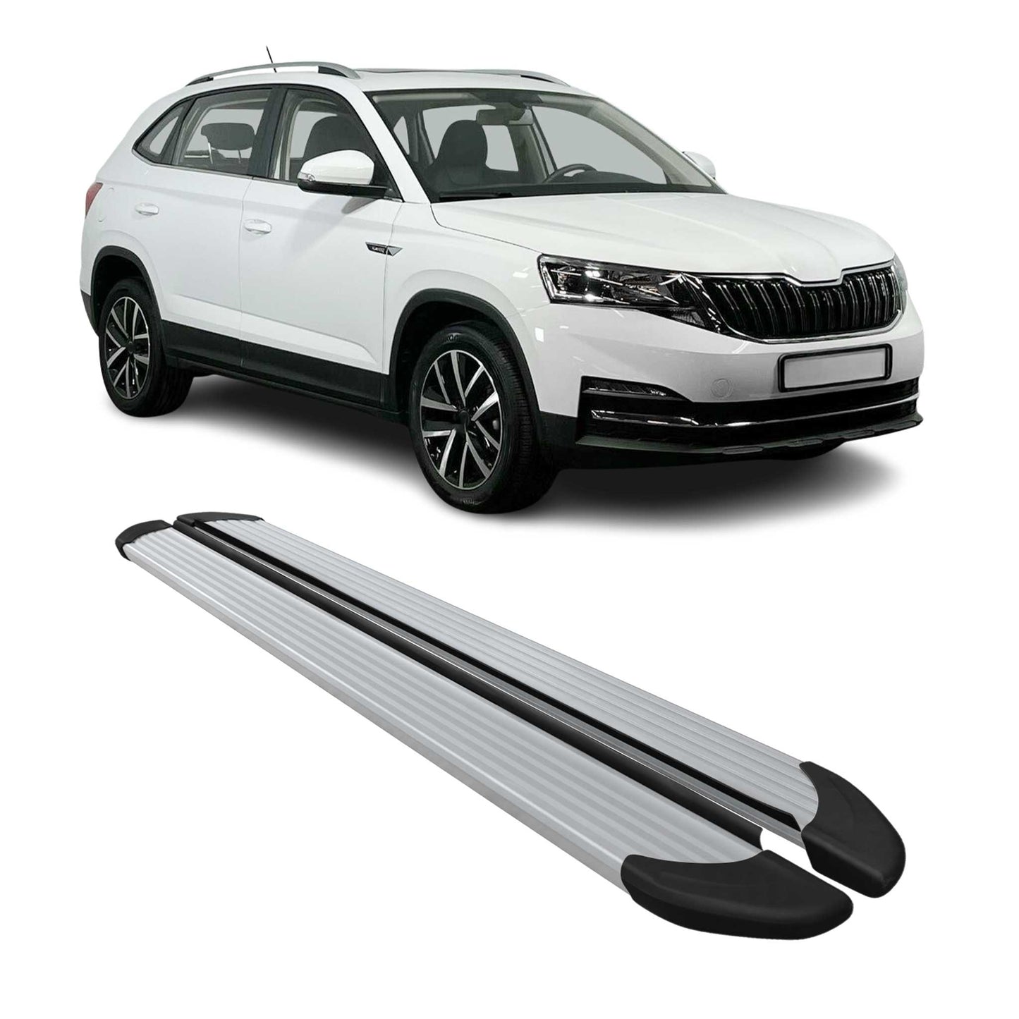 Trittbretter Seitenschweller für Skoda Kamiq 2020-2025 Aluminium Silber 2 tlg